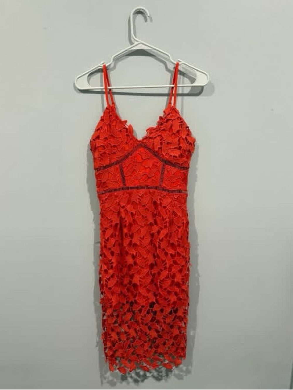 Design Lab Red Lace Midi Dress